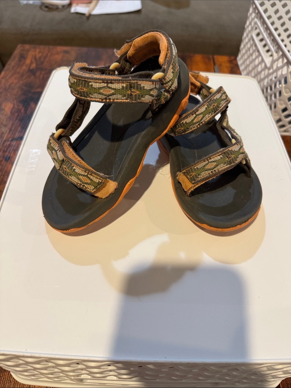 Teva Kids Sandals in Camouflage Green and Orange